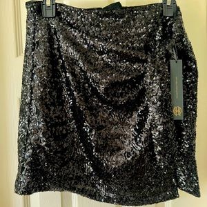 NWT House of Harlow 1960 Sequin Knotted Mini Skirt Gold M/L
